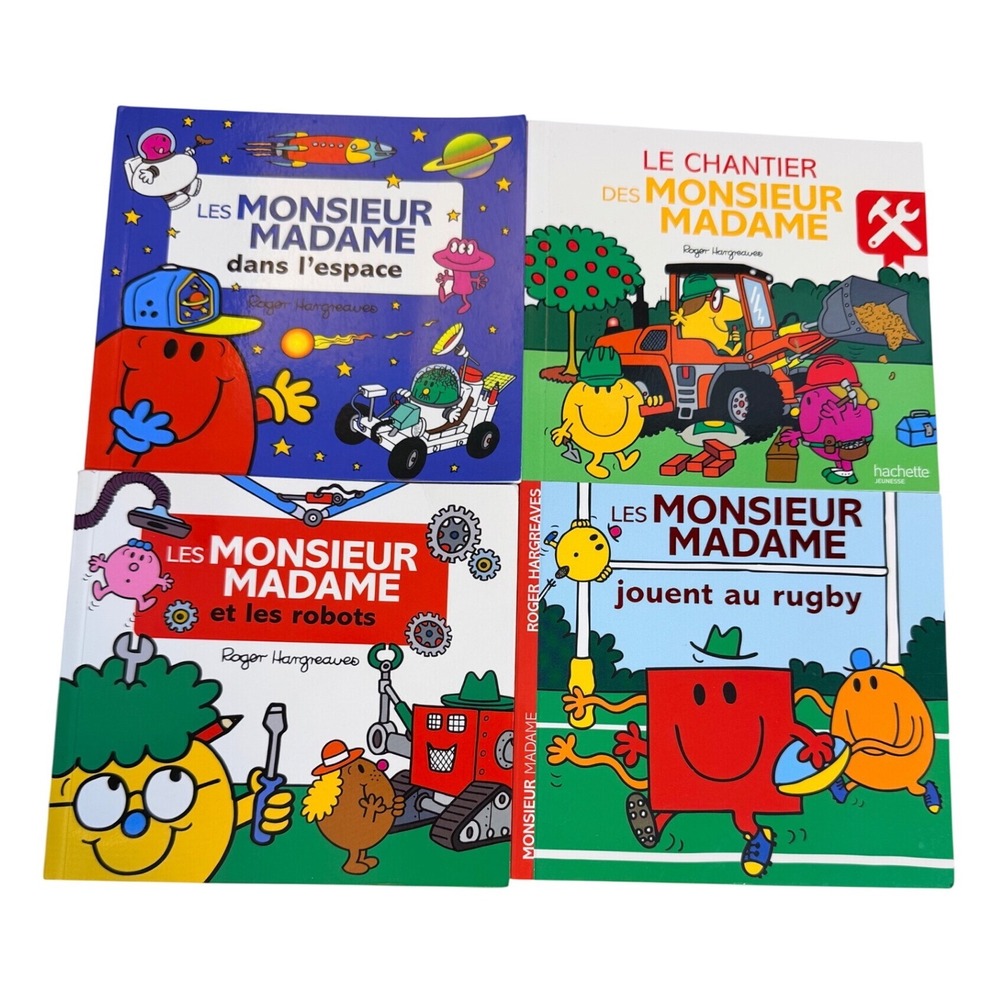 Hachette Les Monsieur Madame 4 Book Set French Roger Hargreaves Kids